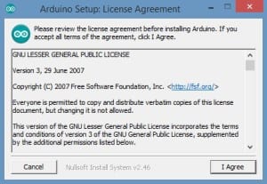 Arduino Setup Lisence Agreement