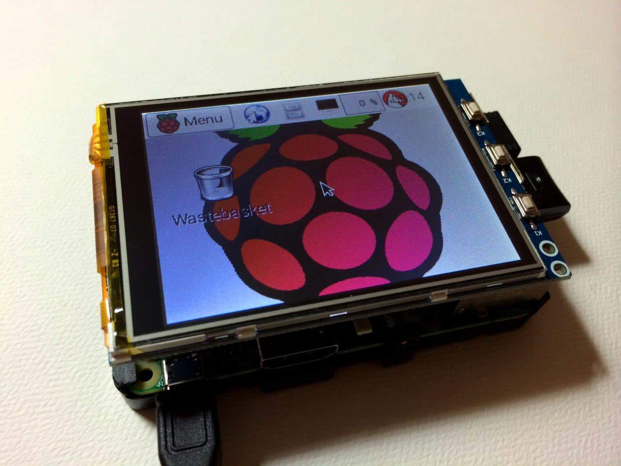 Raspberry Pi LCD touchscreen in landscape orientation