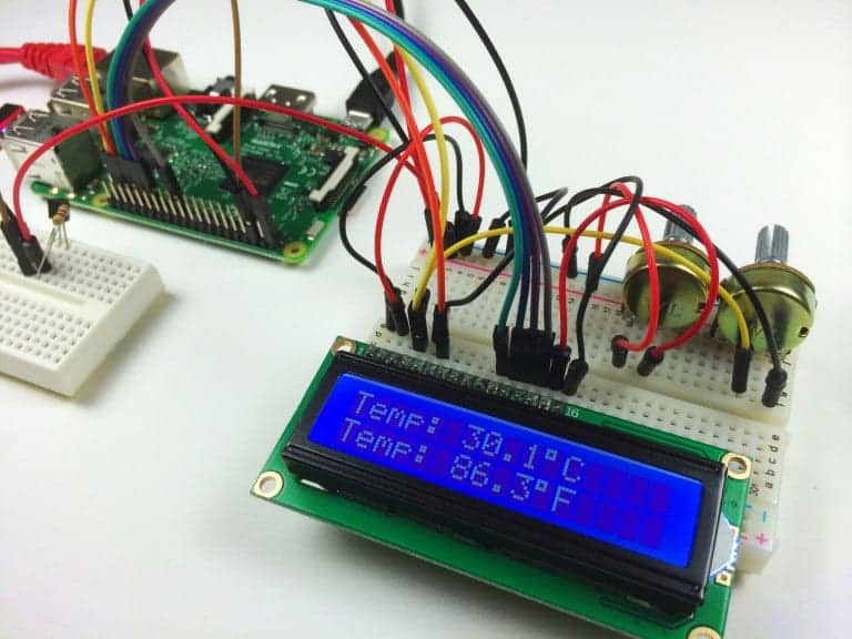 Raspberry Pi LCD Set Up and Programming in Python - Temperature Sensor Output to LCD