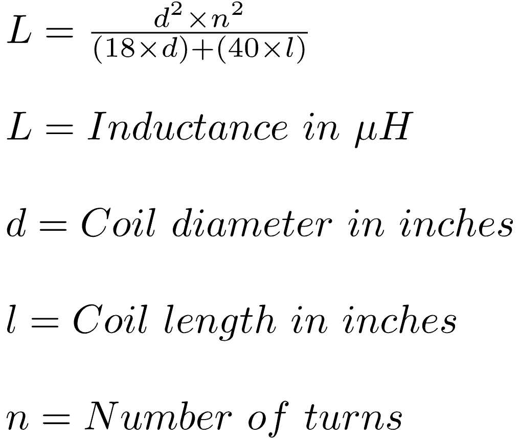 Formula for inductance of a wire coil