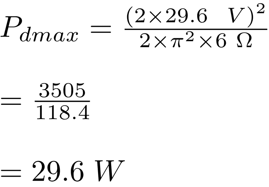 Formula for maximum power dissipated by the LM3886 solved