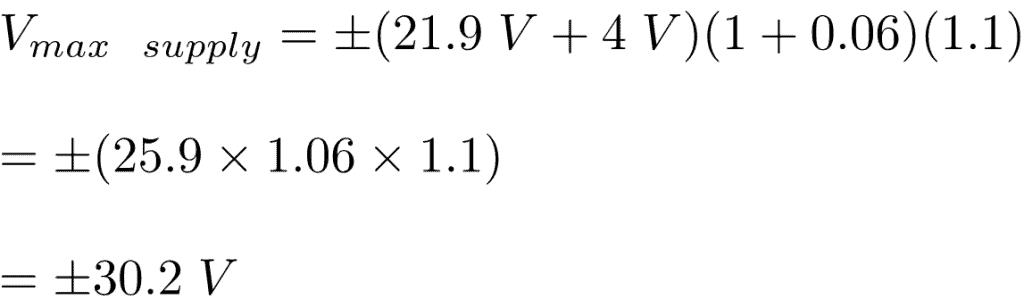 Formula for maximum supply voltage in an amplifier solved