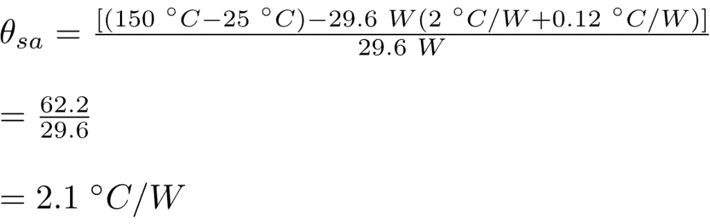 Formula for thermal resistance of a heat sink solved