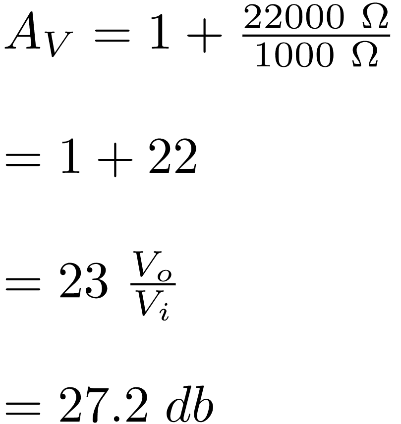 Formula to calculate gain TDA2050 solved