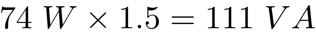 Formula to convert power to a transformer VA rating