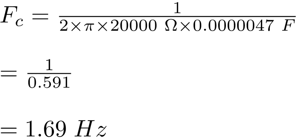 Formula to find cutoff frequency with a given capacitance