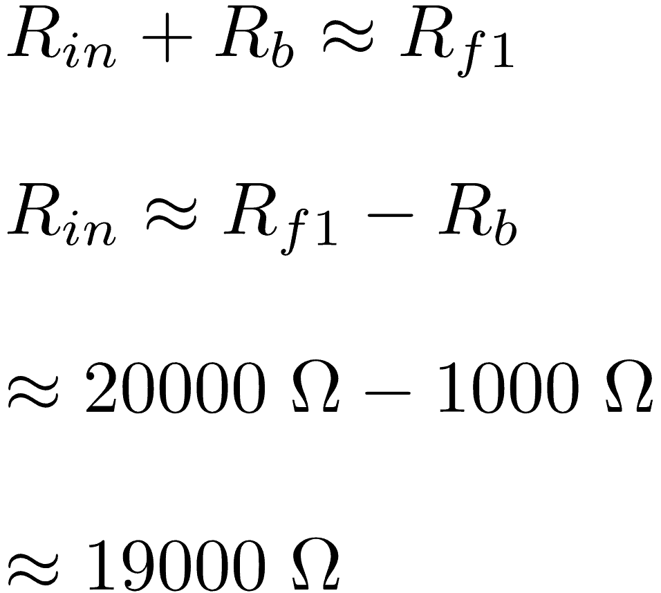 Formula to find values of Rin and Rb for a particular Rf1 solved