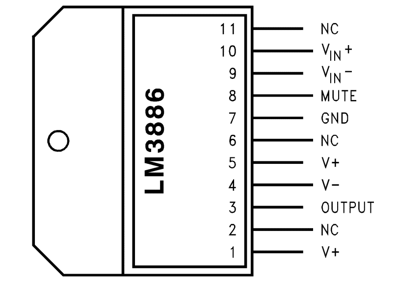 How to Design a Hi-Fi Audio Amplifier With an LM3886 - LM3886 Pinout Diagram