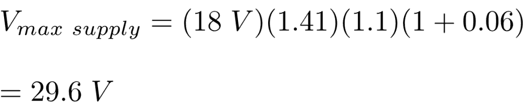 Maximum DC voltage from a transformer and power supply solved