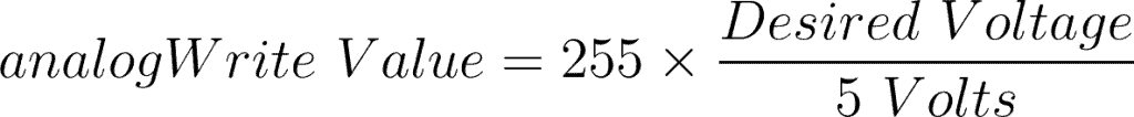 Formula to Convert Voltage to analogWrite Value.png