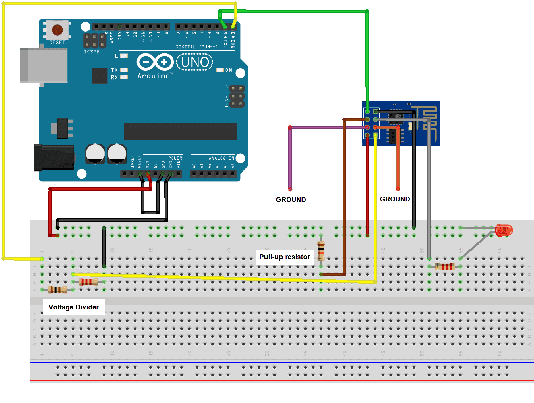 How to Control GPIO Pins Using an Arduino Web Server - Schematic