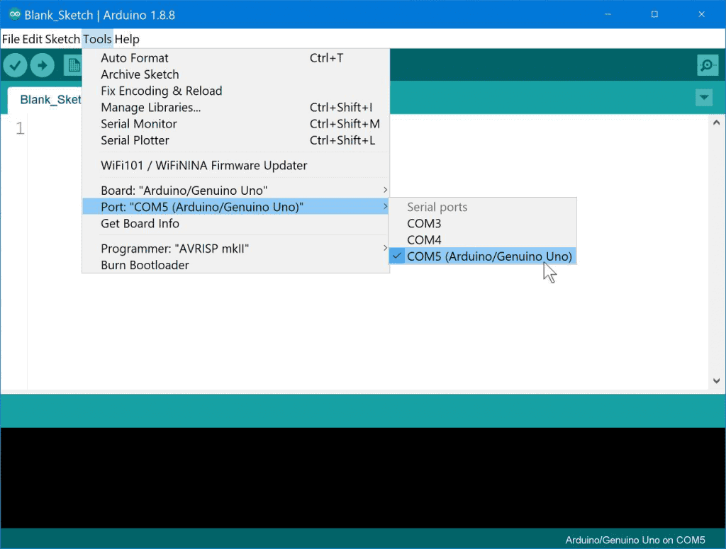 Setting up the Arduino IDE - Setting the COM Port.png