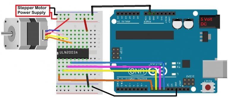 How to Control Stepper Motors With ULN2003 and Arduino Uno - Circuit Assembly