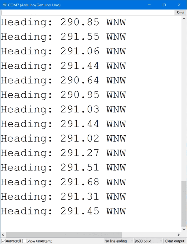 Arduino QMC5883L Digital Compass Output on Serial Monitor.png