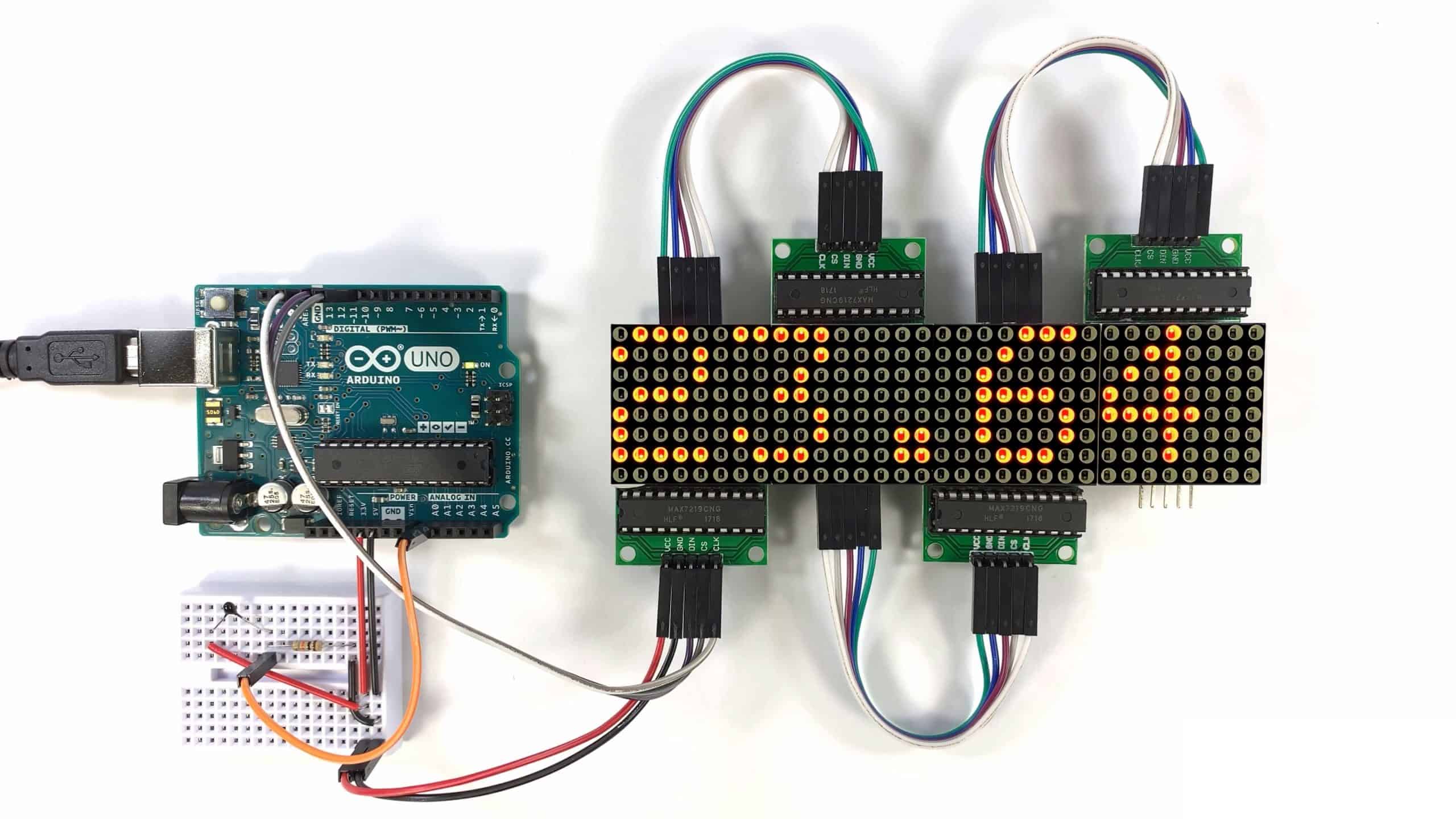 Four LED Matrix Scrolling Temperature