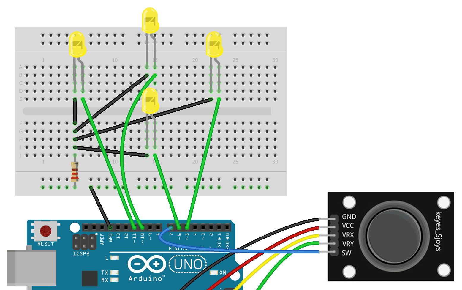 PS2 Joystick LED Control Wiring Diagram CROPPED