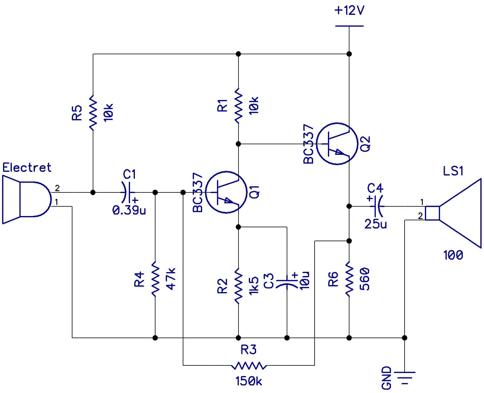 Transistor amplifier schematic