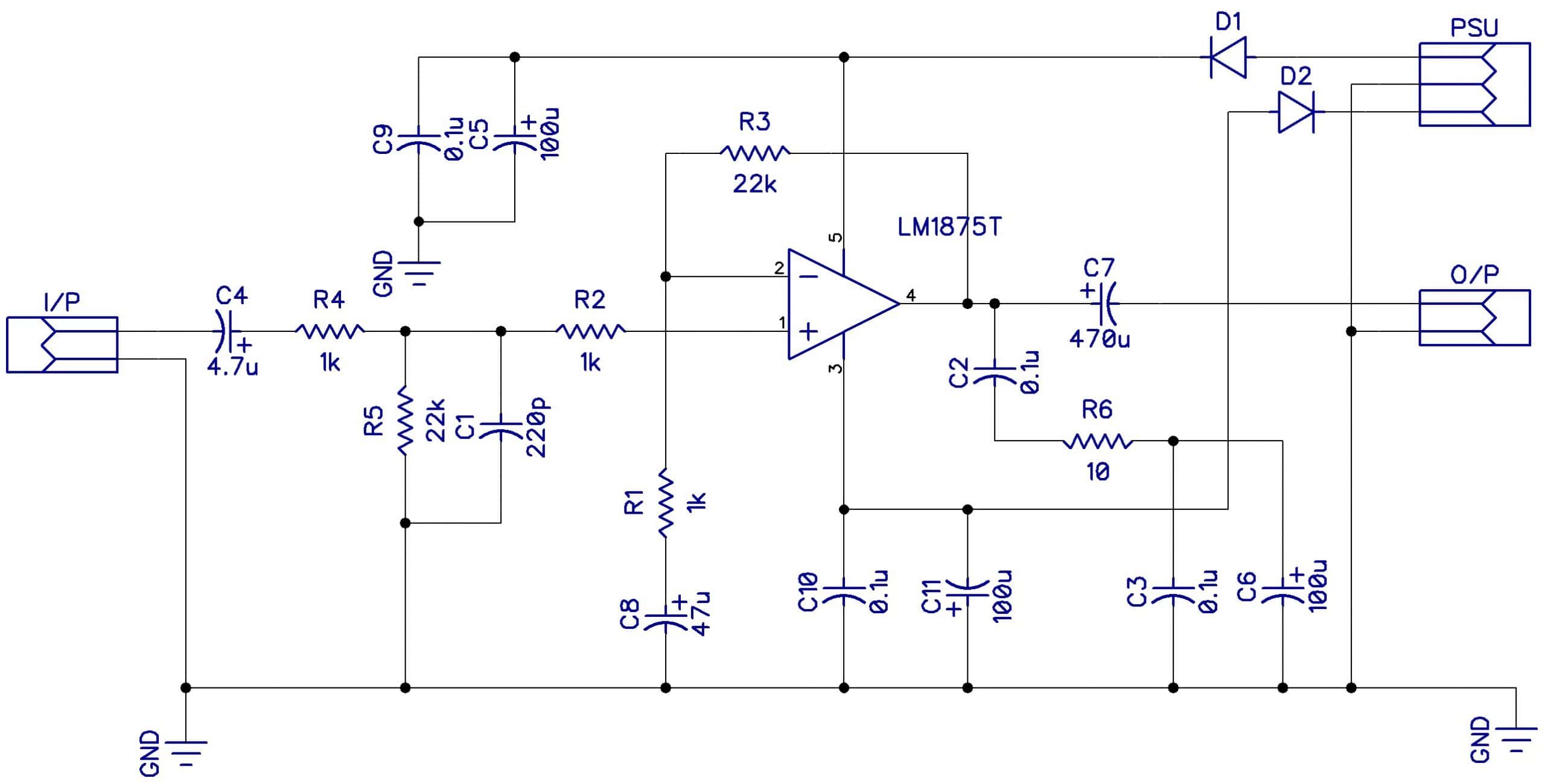 Audio Amplifiers - LM1875 Schematic 2