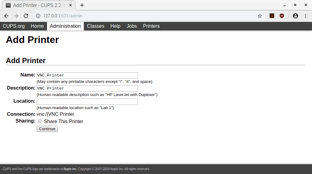 CUPS Printer Details