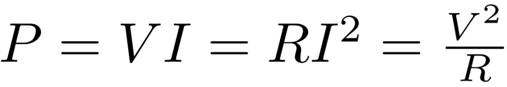 Formula for electric power