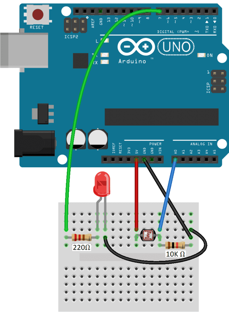 Photoresistor and LED WIRING DIAGRAM