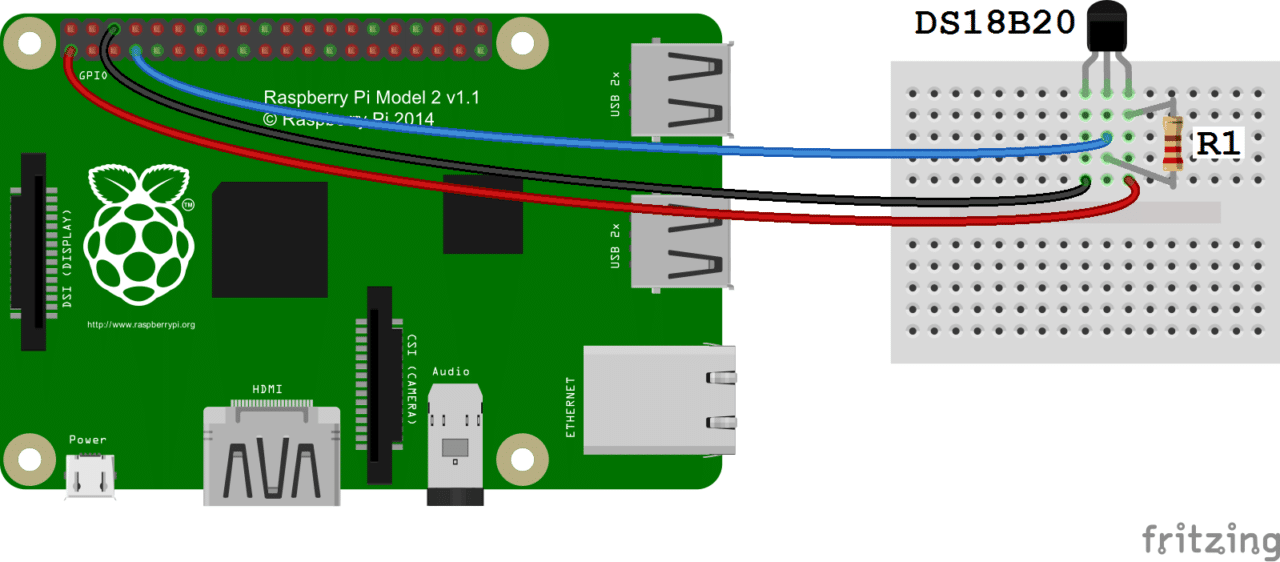 Raspberry Pi DS18B20 Temperature Sensor Tutorial - Circuit ... pin diagram of thermistor 