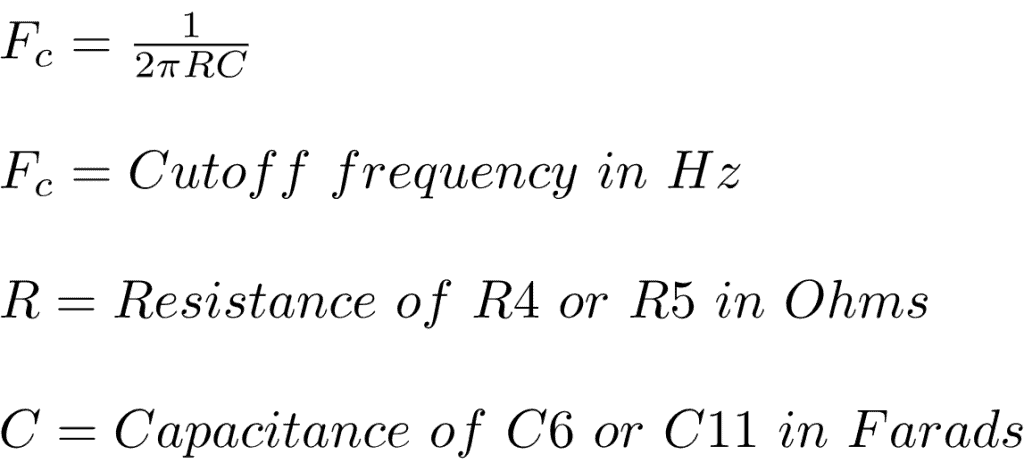 Calculate cutoff frequency of bandwidth setting low pass filter TDA2003