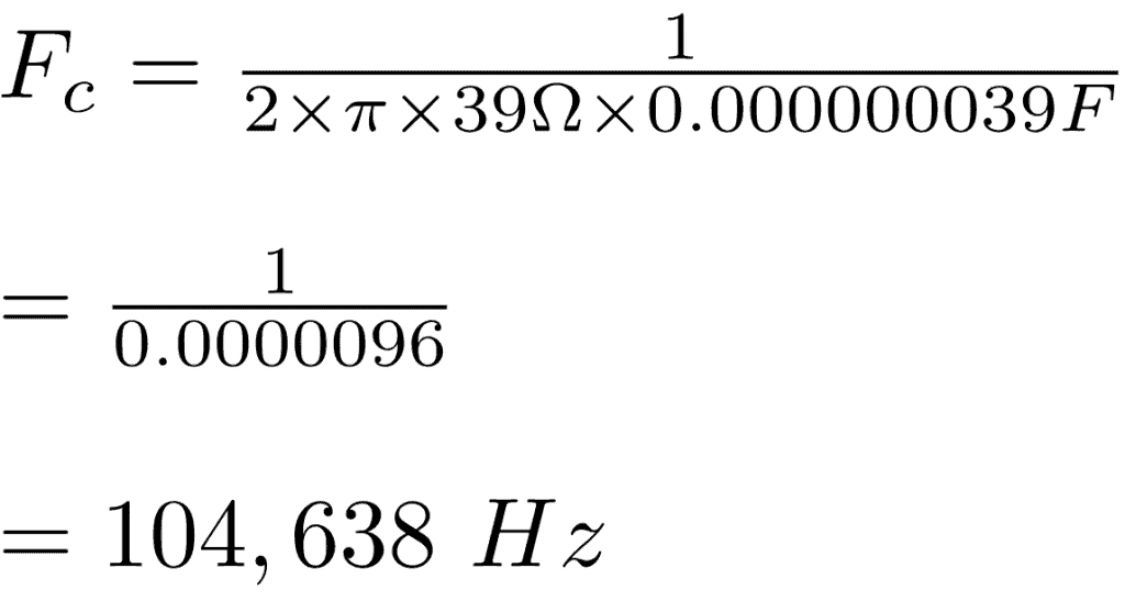 Calculate cutoff frequency of bandwidth setting low pass filter TDA2003 solved