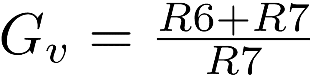 Calculate gain of right channel depending on resistors R6 and R7 TDA2003