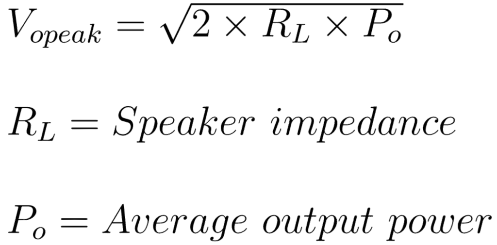 Formula for Peak Output Voltage of an Amplifier