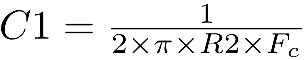 Formula for capacitance of high pass filter TDA2050