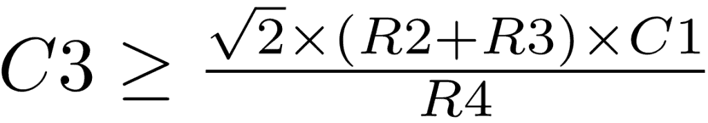 Formula for capacitance of high pass filter in feedback loop TDA2050