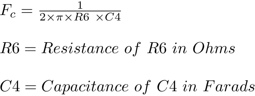 Formula for cutoff frequency of Zobel network TDA2050