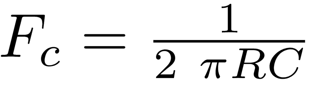 Formula for cutoff frequency of low pass output filter on TDA2003 bridged amplifier