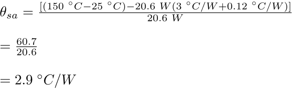 Formula for maximum thermal resistance of the heat sink TDA2050