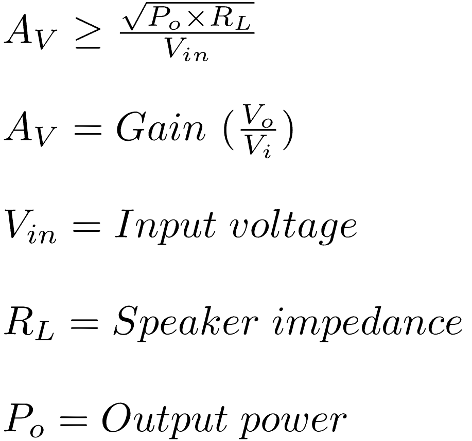 Formula for minimum gain required by an amplifier