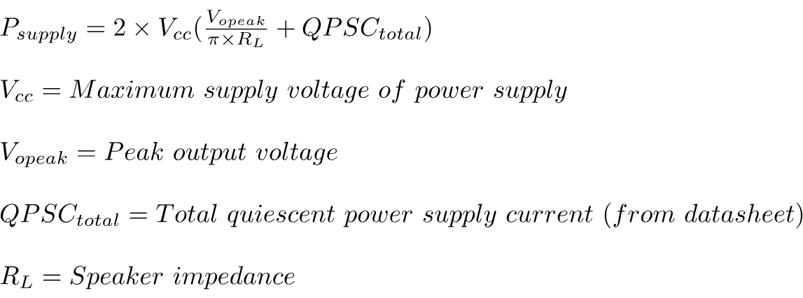 Formula for required transformer power in an amplifier