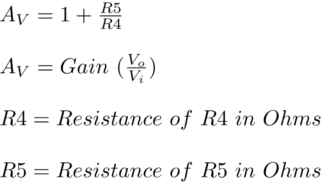 Formula to calculate gain TDA205