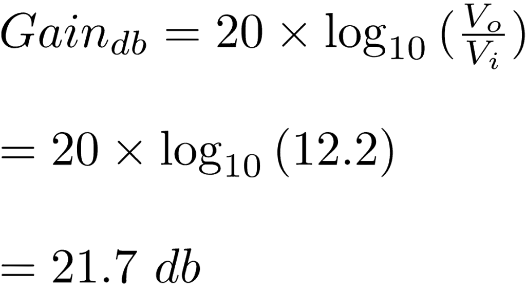 Formula to convert voltage gain to decibel gain TDA2050