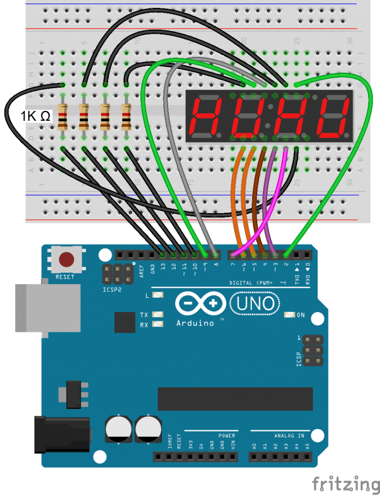 How to Set up Seven Segment Displays on the Arduino - Circuit Basics