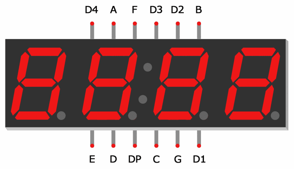 Arduino 7-Segment Tutorial - 4 Digit Display Pin Diagram