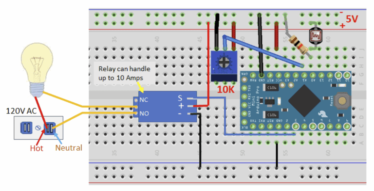 Using Sensor Data to Control a 5V Relay on the Arduino - Relay Controlled by Photoresistor Wiring Diagram